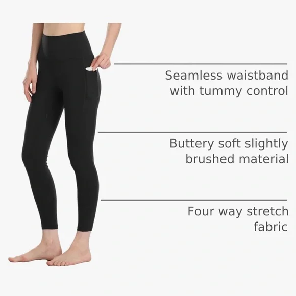 2 PAIRS Colorfulkoala High Waisted 7/8 Length Leggings with Pockets Size L Large - Picture 3 of 10